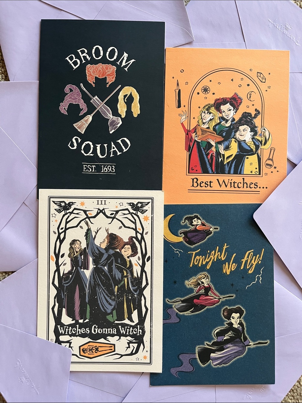 Hallmark Hocus Pocus Set of 4 Halloween Greeting Cards & Envelopes